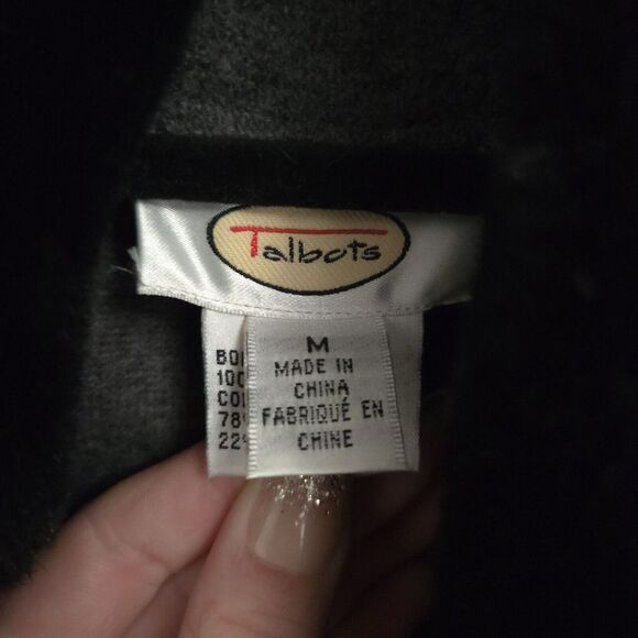 Talbots Gray 100% Wool‎ Detachable Black Faux Fur Collar Vtg Vest Size Med - Picture 7 of 9